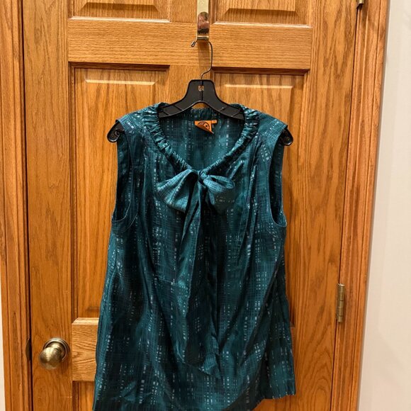 Tory Burch Saffield Blouse, Emerald Green, SZ 14 - Picture 3 of 8